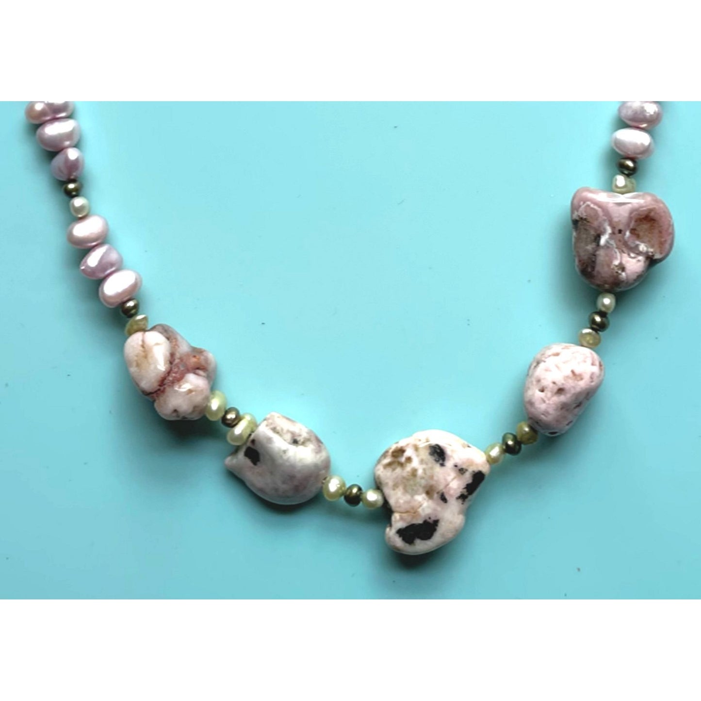 Vintage Natural Stone and Freshwater Pearl Necklace
