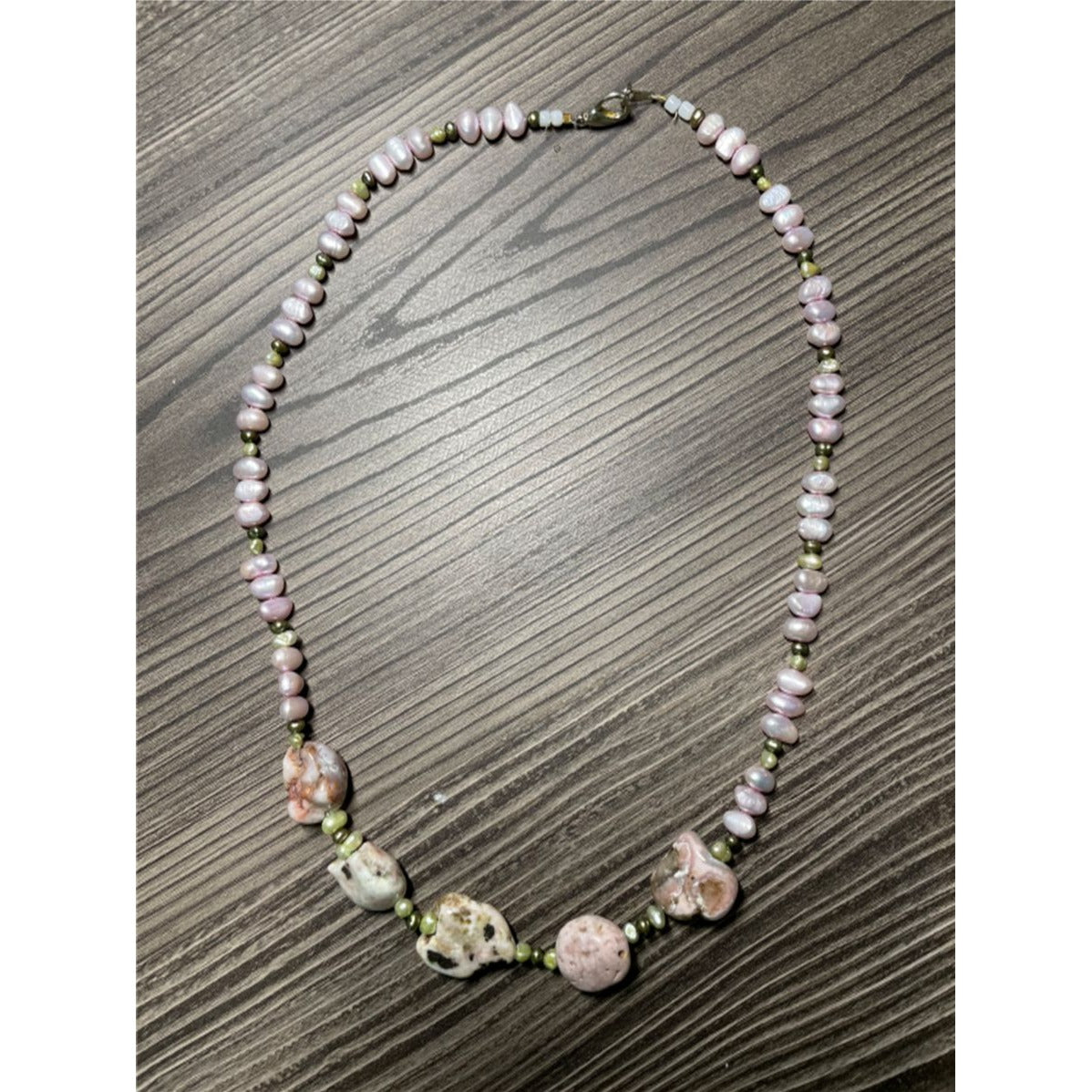 Vintage Natural Stone and Freshwater Pearl Necklace