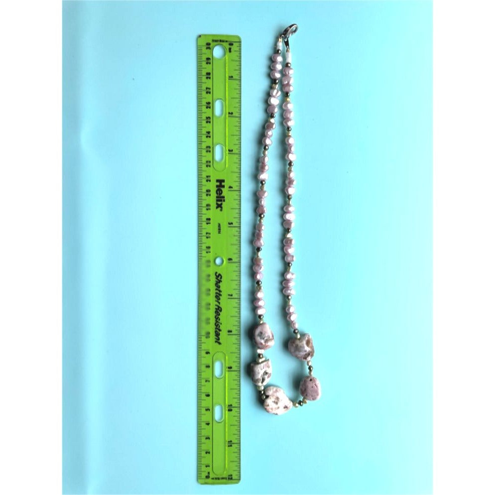 Vintage Natural Stone and Freshwater Pearl Necklace