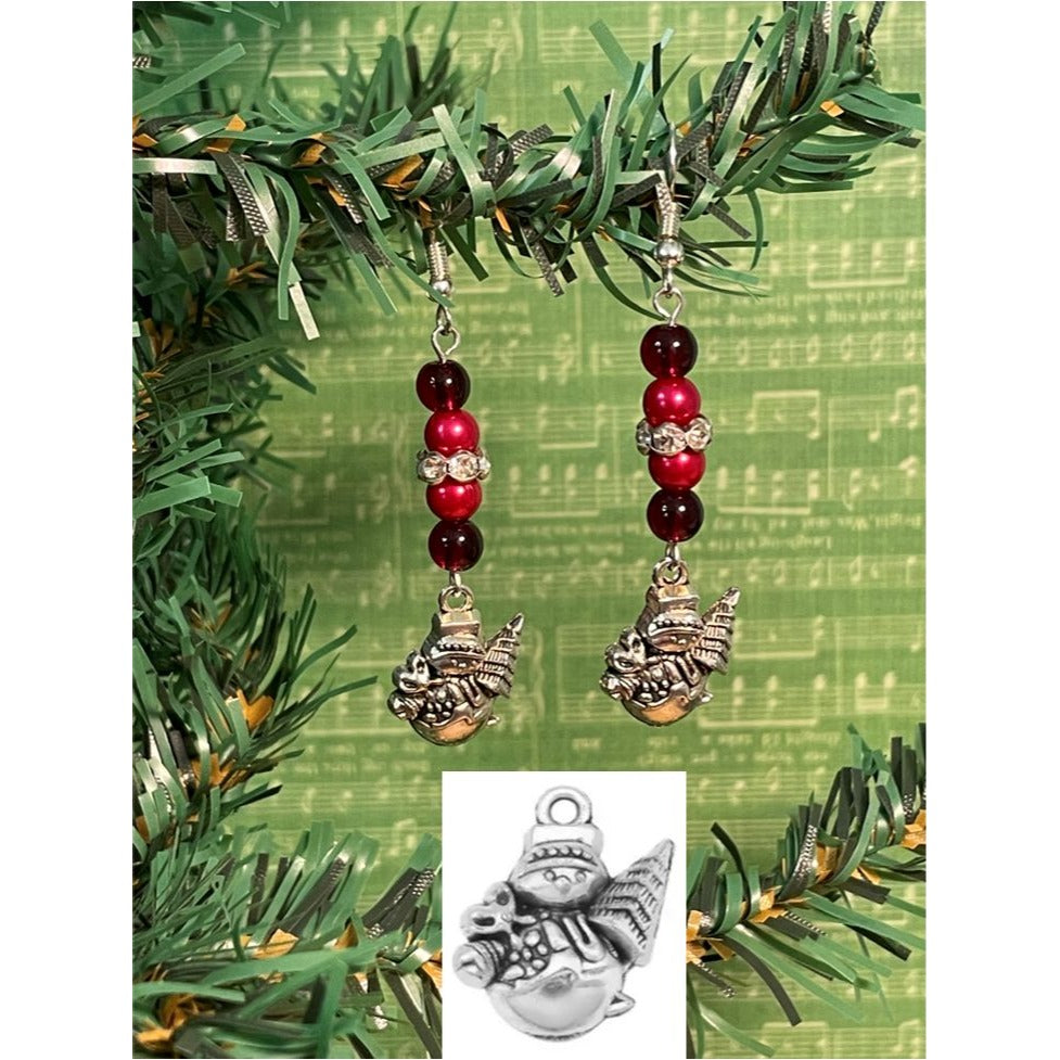 Elegant Snowman Pearl Earrings with Rhinestone Accents