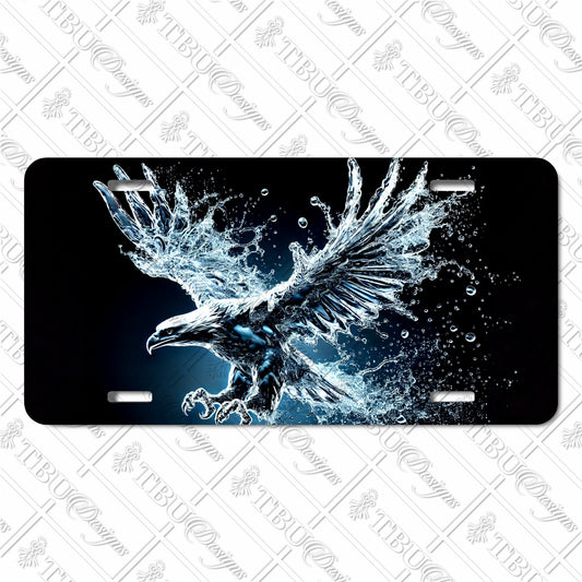 Dynamic Water Eagle Aluminum License Plate with High-Definition Sublimation Print - Unique Artistic Design for Cars and Trucks