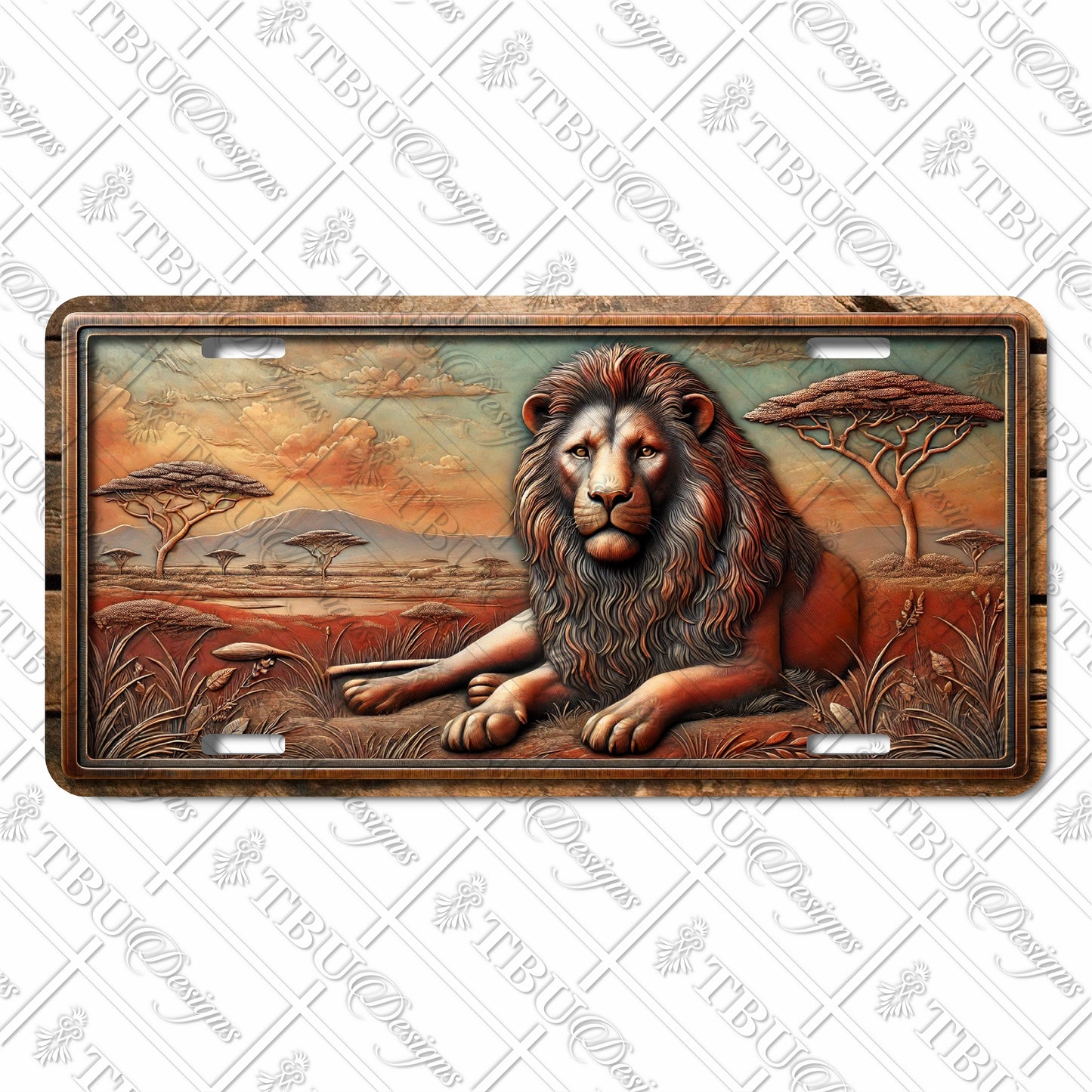 Majestic African Lion Aluminum License Plate – Vibrant Wildlife Art with Sublimated Design for Cars, Trucks, and SUVs