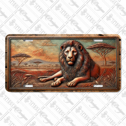 Majestic African Lion Aluminum License Plate – Vibrant Wildlife Art with Sublimated Design for Cars, Trucks, and SUVs