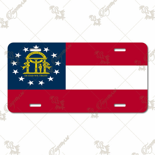 Georgia State Flag Aluminum License Plate – Durable Sublimation Print, Weatherproof Design for Cars, Trucks, and Display