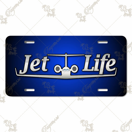 Jet Life Aluminum License Plate - Vibrant Blue Design with Sublimation Print, Perfect for Aviation Enthusiasts and Private Jet Lifestyle Fans