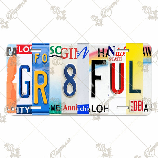 GRATEFUL License Plate - Vibrant Vintage-Inspired Aluminum Plate with Unique State Plate Design for Cars, Decor, and Gift Giving