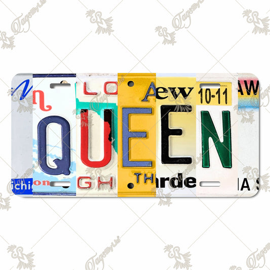 Queen Aluminum License Plate with Vintage License Design – Decorative Sublimation Print for Car or Wall Art, Personalized Gift Idea