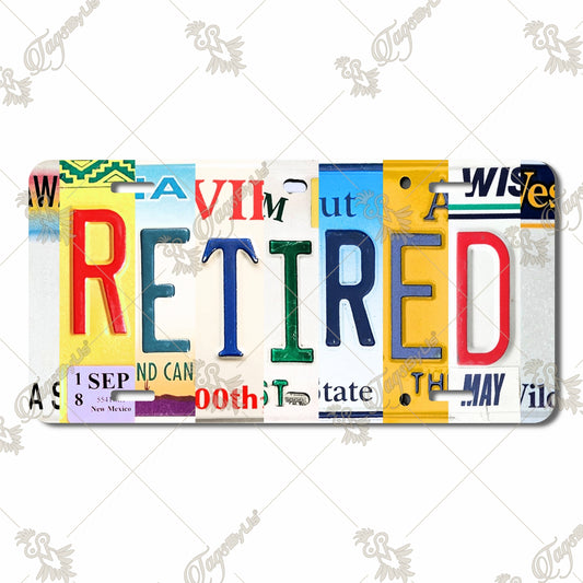 RETIREMENT License Plate Art - Aluminum Sublimation Print License Plate - Unique Retirement Gift, Collage Style Personalized Decor