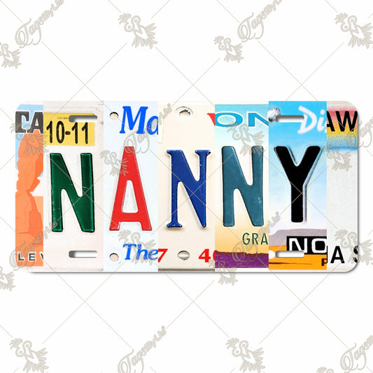 "Nanny" License Plate - Custom Aluminum License Plate with Vintage Style Sublimation Print - Perfect Gift for Nanny