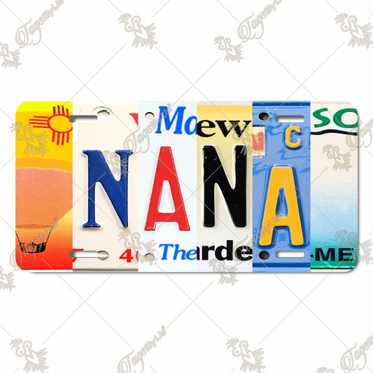 'NANA' License Plate Sign – Vintage Style Aluminum License Plate Art for Car, Wall Décor, or Gift – Sublimation Print