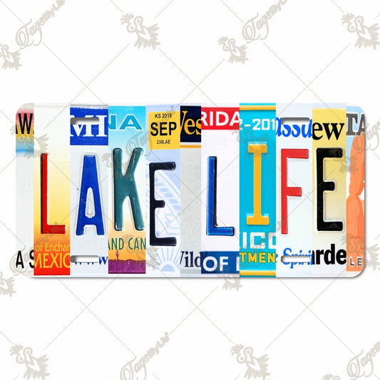 Lake Life Collage License Plate - Vibrant Sublimation Print Aluminum Plate with Unique State License Letters, Perfect for Lake Lovers