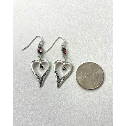 Vintage-Inspired Silver Heart Dangle Earrings – Romantic Boho Jewelry