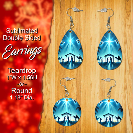 Sublimated Double-Sided Nativity Earrings - Teardrop or Round Shape, Perfect for Holiday Gifts or Festive Wear