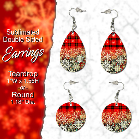 Festive Double-Sided Sublimated Earrings – Teardrop or Round Shape, Perfect for Holiday Style and Gifting