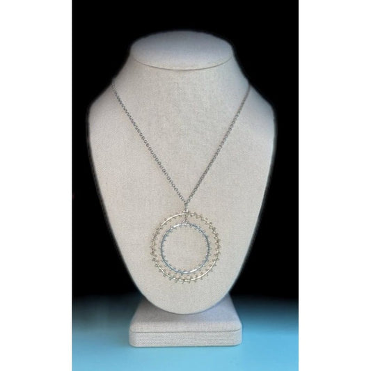 Vintage Signed Marlyn Schiff Necklace with Gold and Silver Studded Circles, 36" length