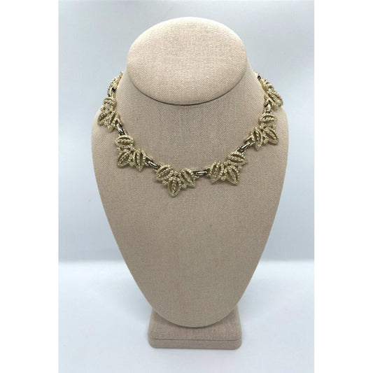 Gold Tone Signed Kramer Vintage Leaf Choker Necklace, 16 inches