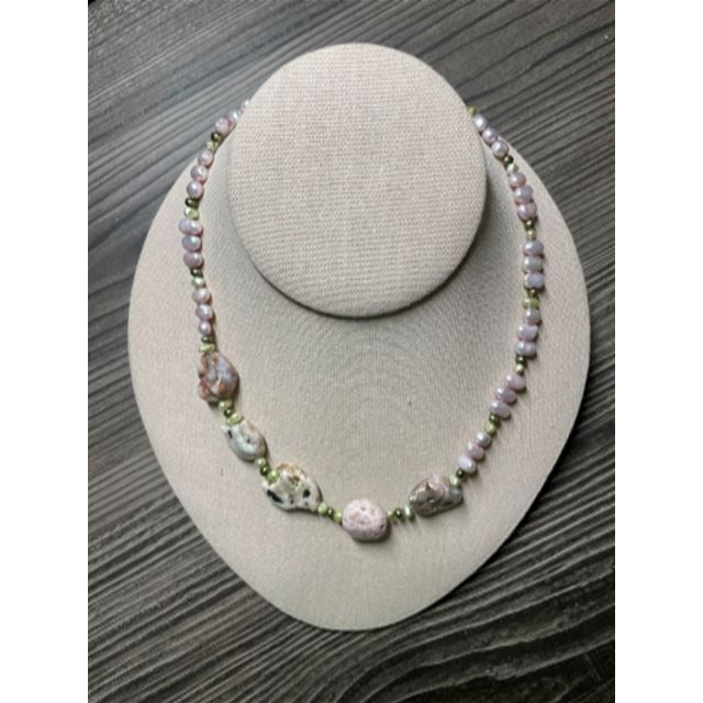 Vintage Natural Stone and Freshwater Pearl Necklace