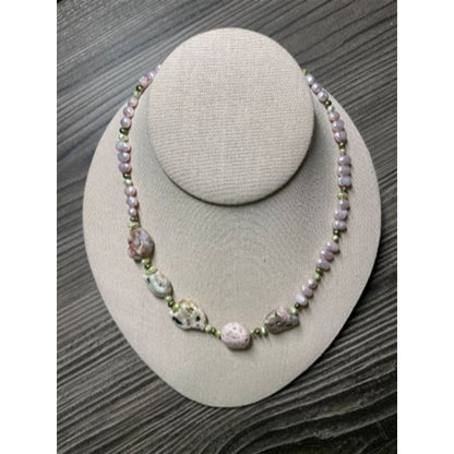 Vintage Natural Stone and Freshwater Pearl Necklace