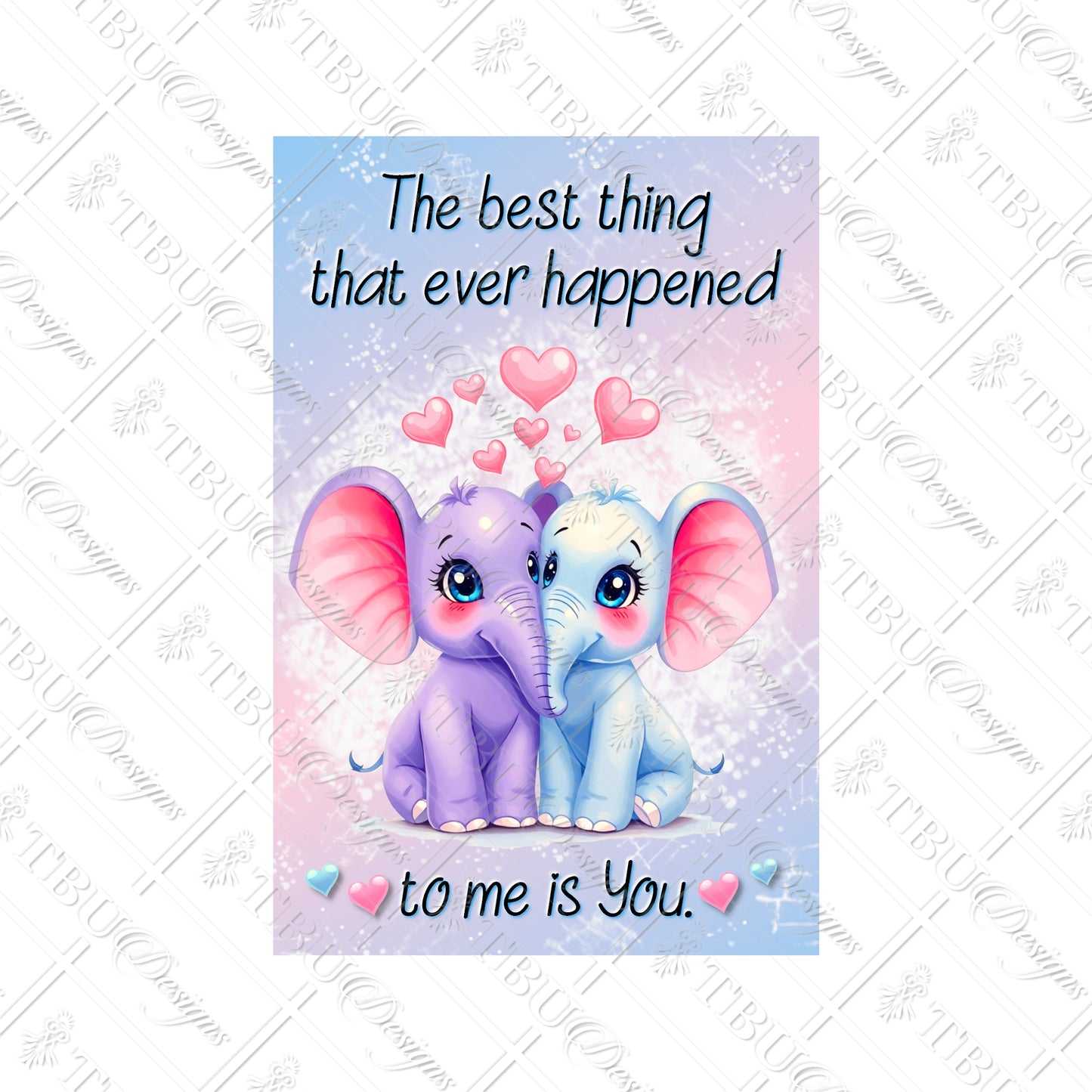 The Best Thing That Ever Happened Elephant Love Aluminum Desktop Sign - Cute Sublimation Print for Home or Office Decor