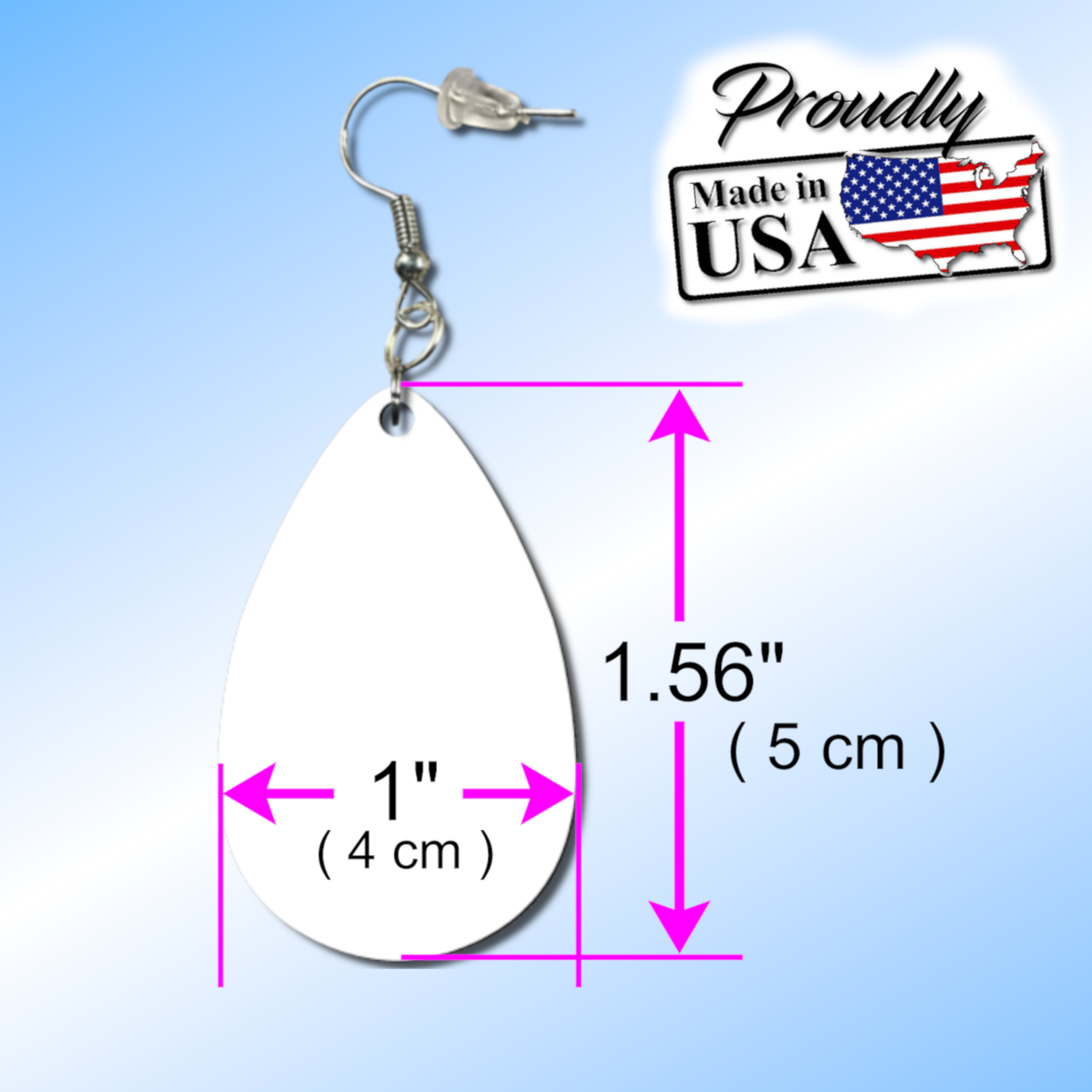 Double-Sided Sublimated Christmas Earrings – Snowman Design, Teardrop (1" x 1.56") or Round (1.18" Diameter)