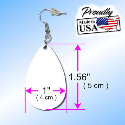 Double-Sided Sublimated Christmas Earrings – Snowman Design, Teardrop (1" x 1.56") or Round (1.18" Diameter)