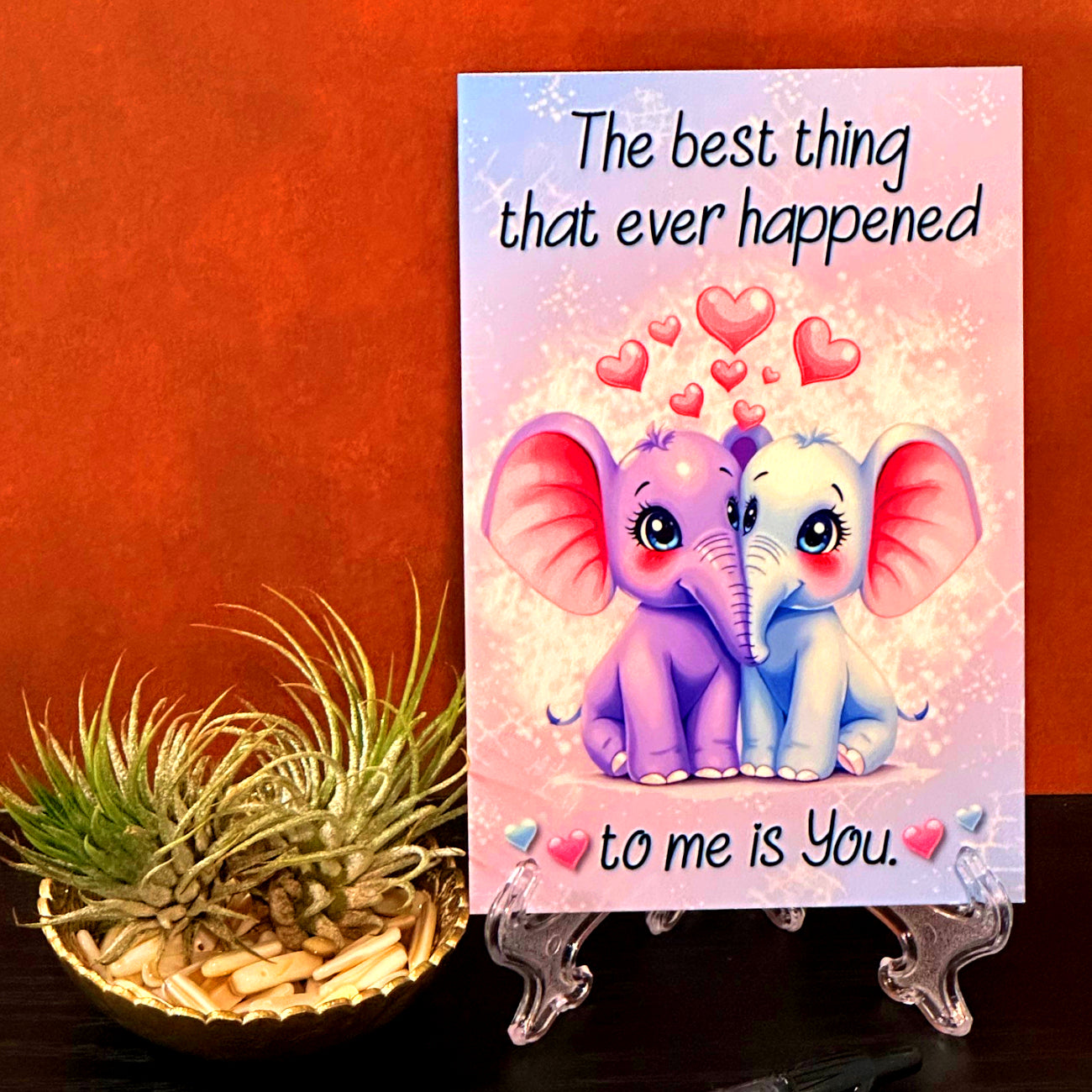 The Best Thing That Ever Happened Elephant Love Aluminum Desktop Sign - Cute Sublimation Print for Home or Office Decor