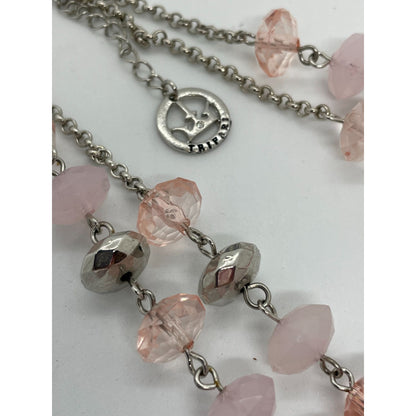 Trifari Shades of Pink and Silver double strand necklace